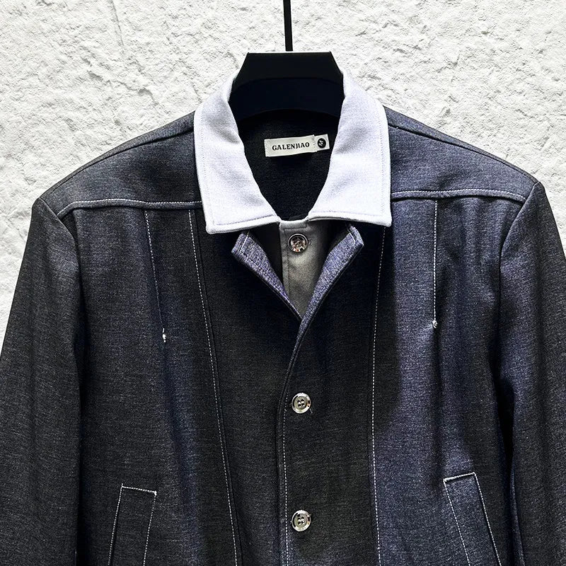Solid Color Block Stitch Jacket