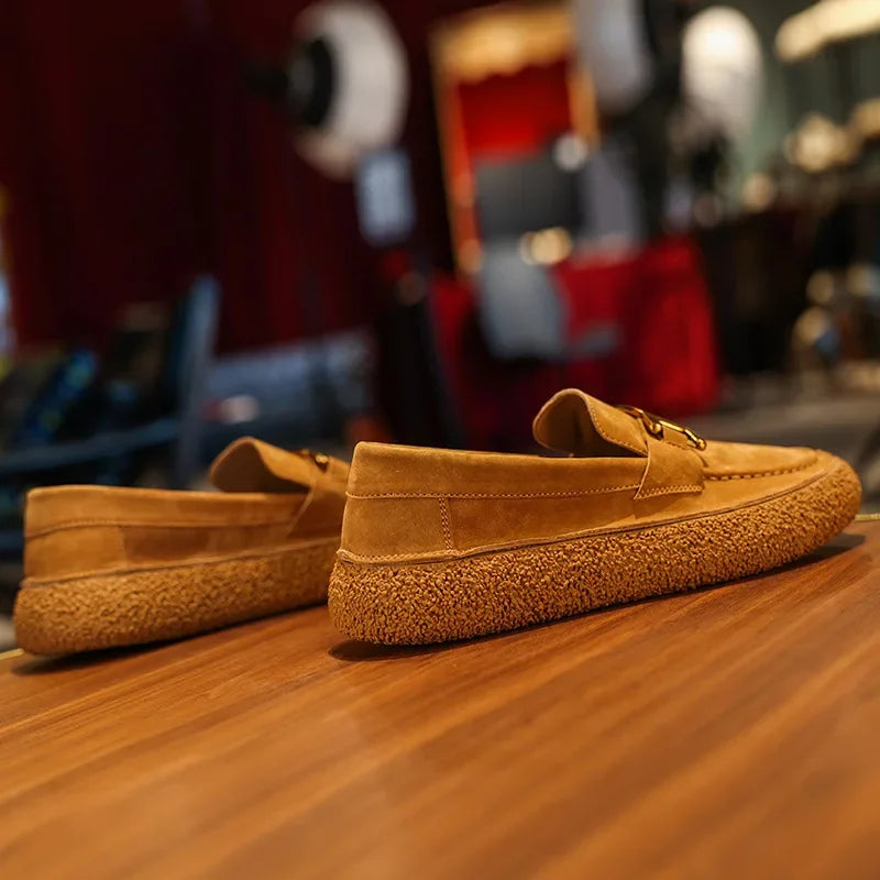 Retro Metal Button Decoration Flat Loafers