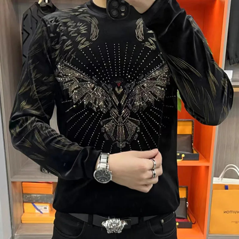 Rhinestone Hot Drill Slim T-Shirt