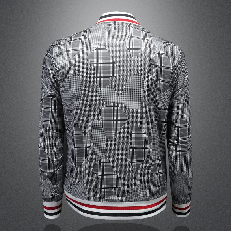 Gray Color Plaid Pattern Jacket