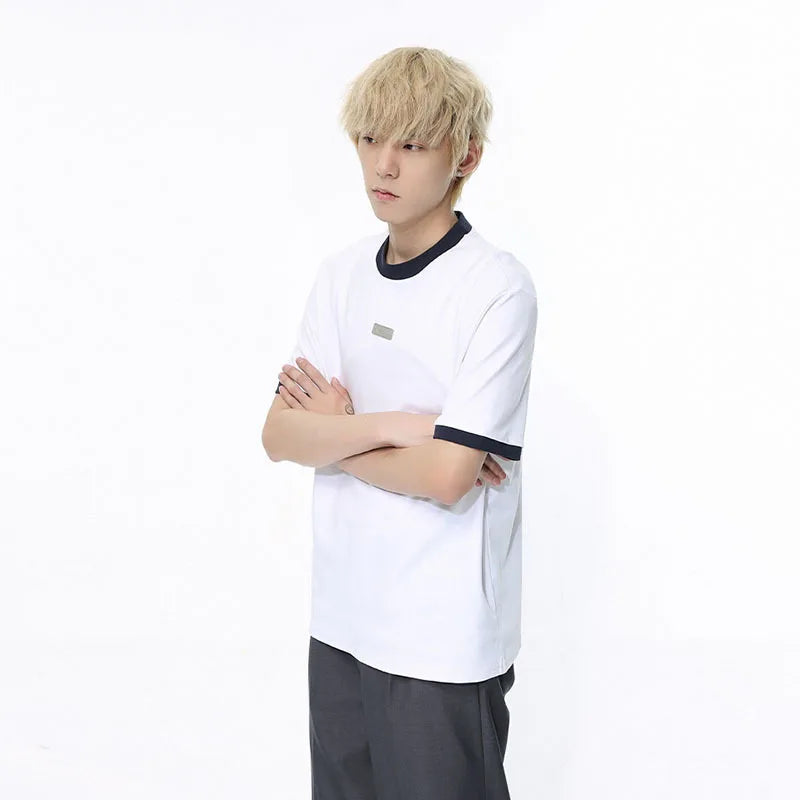 Simple Style Broadcloth O-Neck T-Shirt