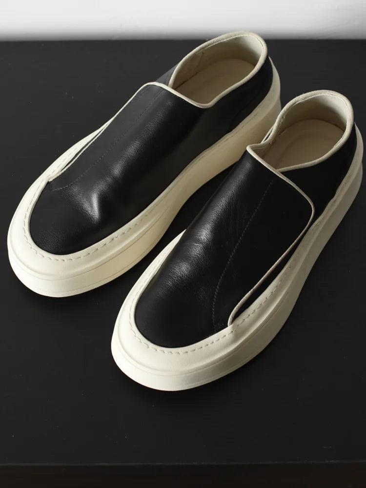 Casual Handmade Genuine Leather Slip On Sneakers