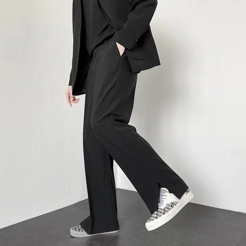 Slitted-Side Solid Regular Trousers