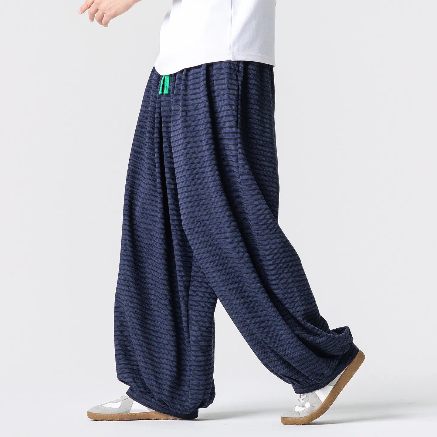 Elastic Waist Stripes Wide Leg Pants