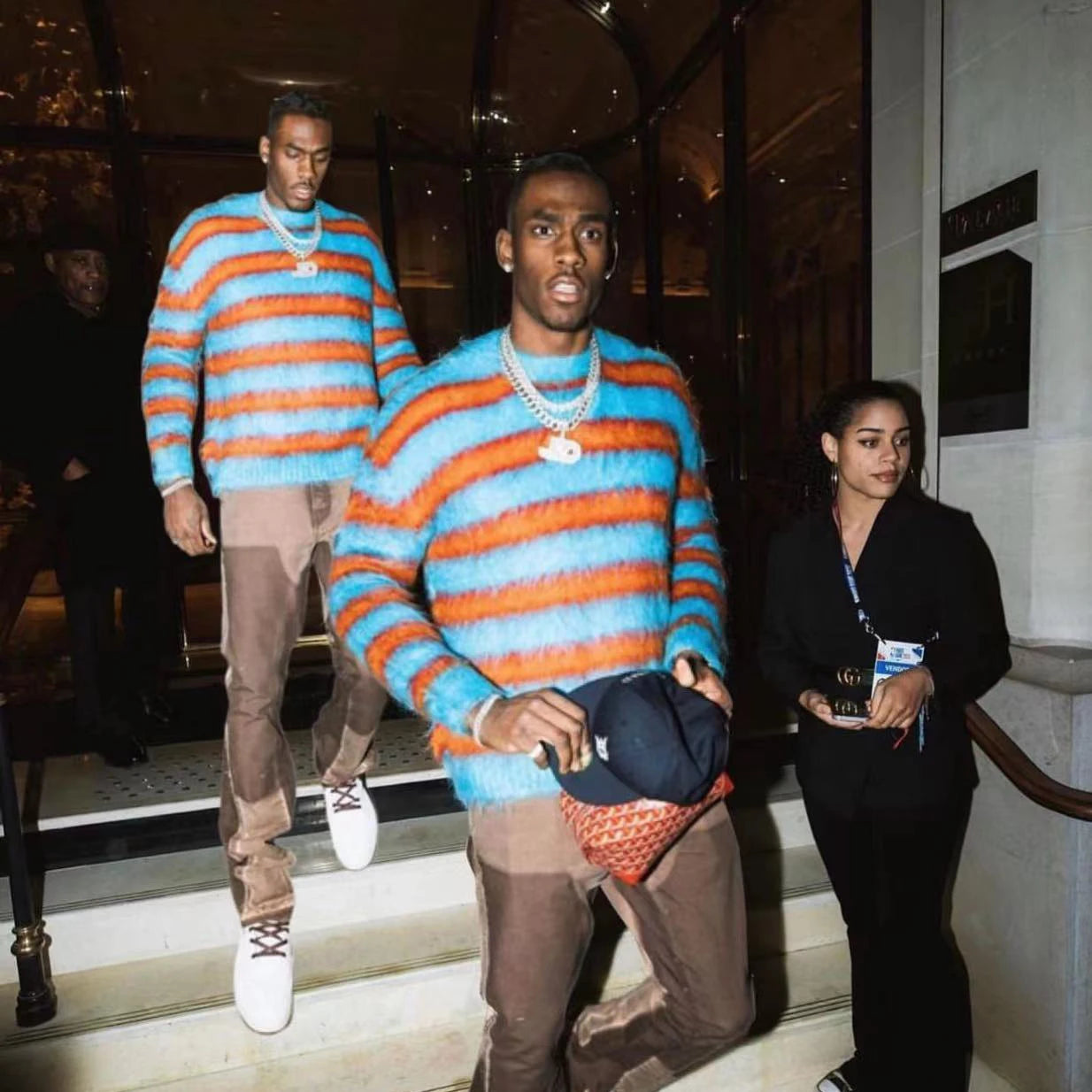 Stripe Knitted O-Neck Contrast Loose Sweater