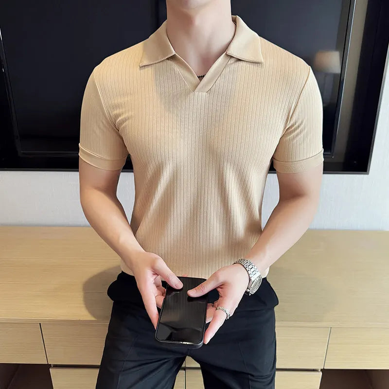 Casual Fashion Simple V-neck Polo Shirt