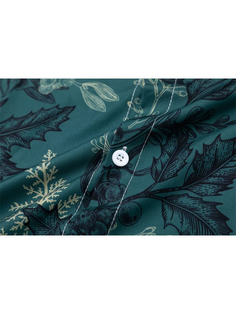 Green Retro Floral Printed Shirt