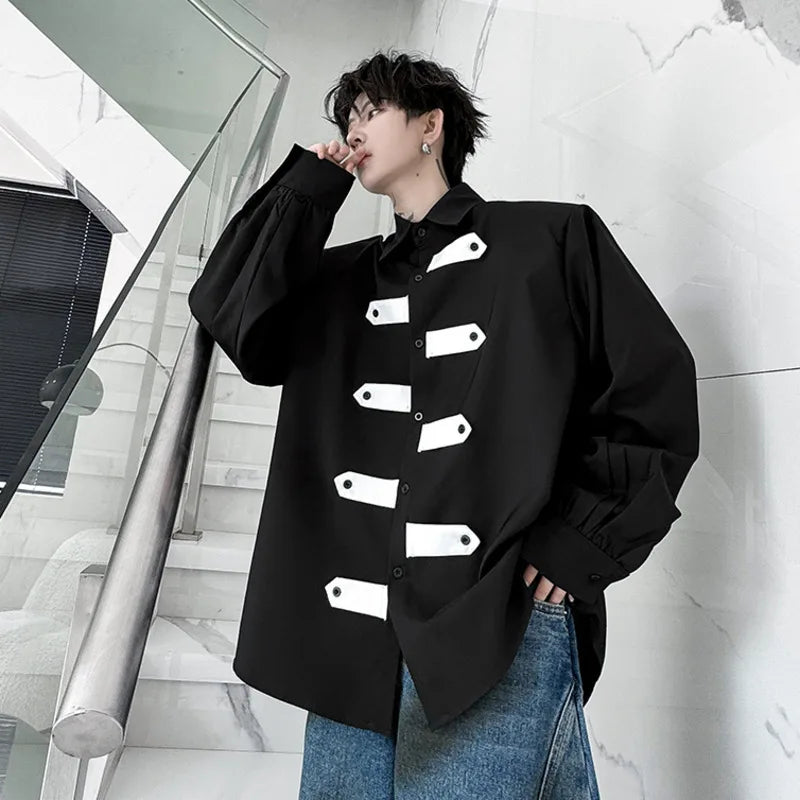 Contrast Color Patchwork Loose Shirt