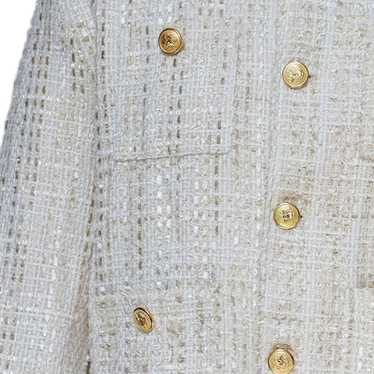 Casual Pockets White Tweed Blazer