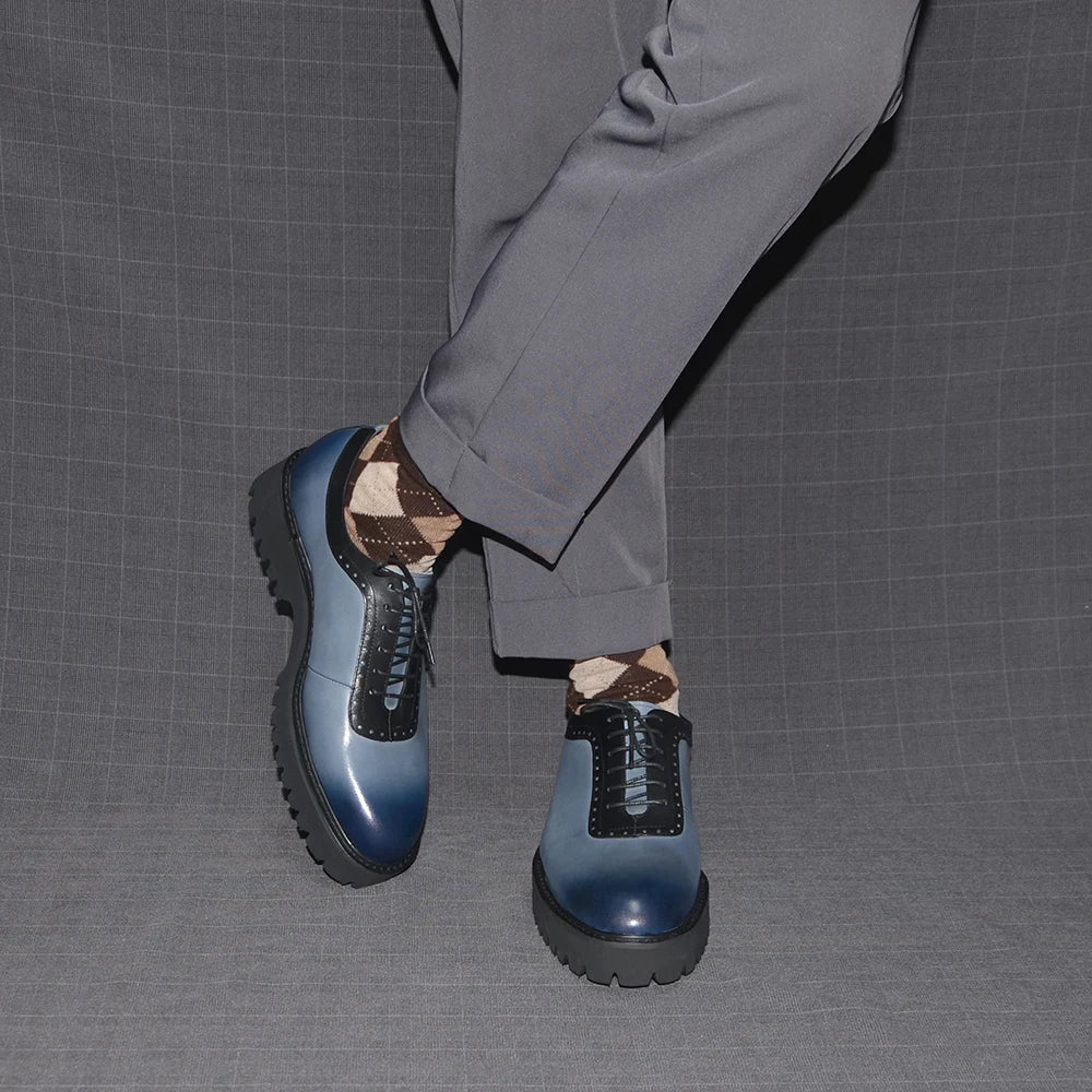 Genuine Leather Height Increasing Oxford Shoes