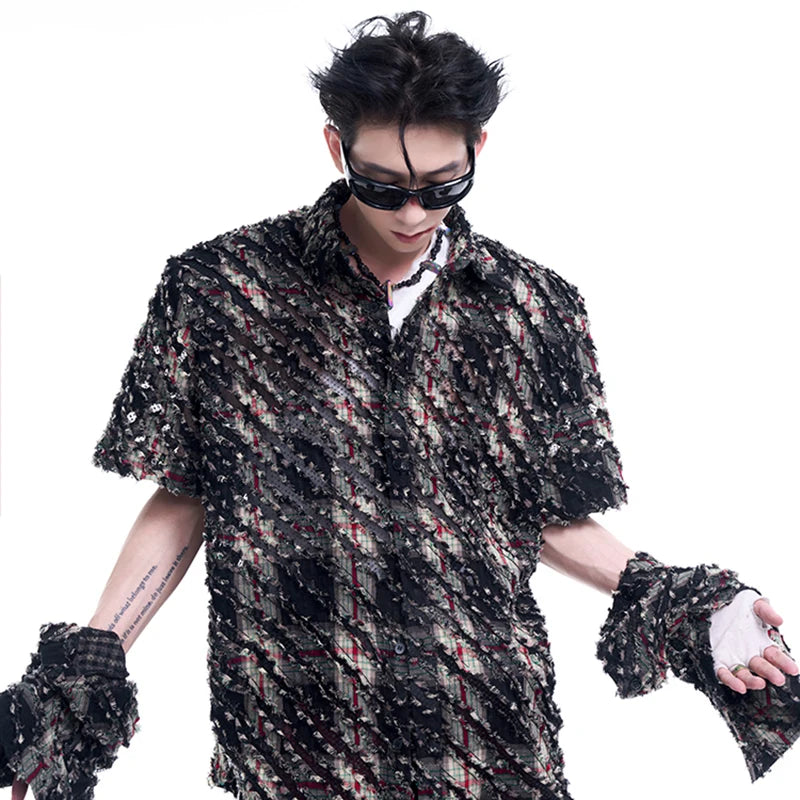 Dark Plaid Detachable Long Sleeve Shirt