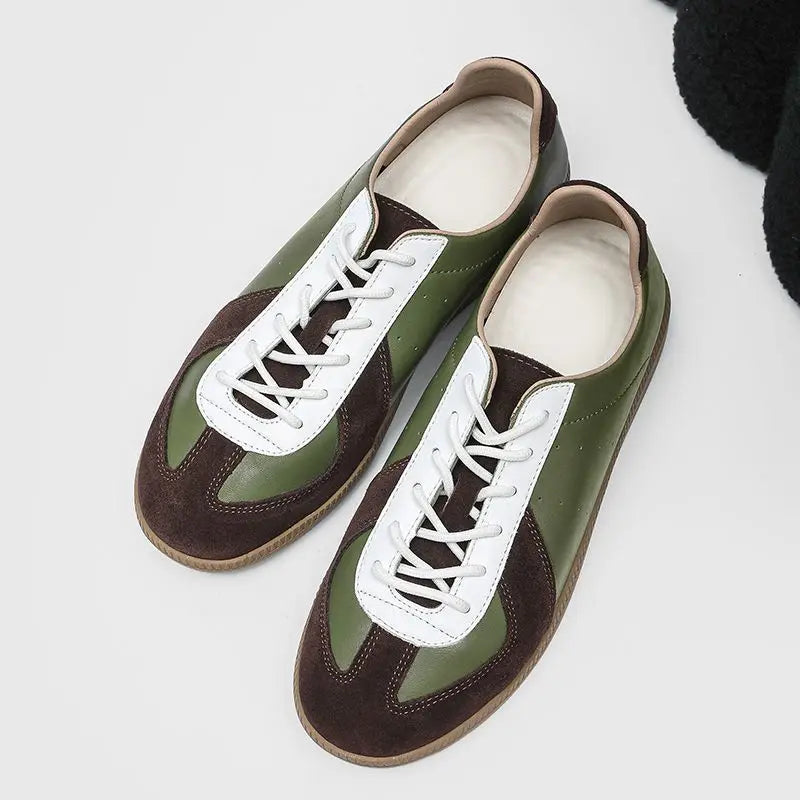Suede Leather Overlay Flat Sneakers