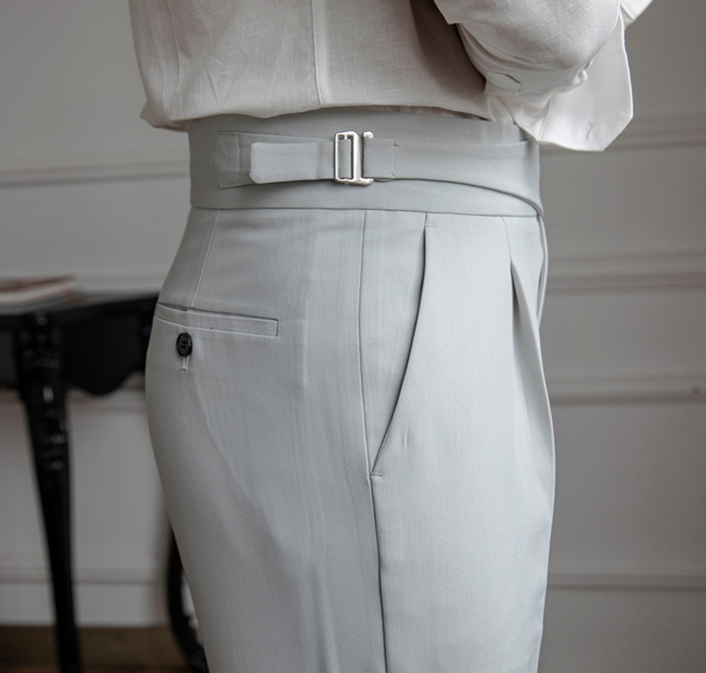 High Waist Belt Versatile Ankle Straight Trousers