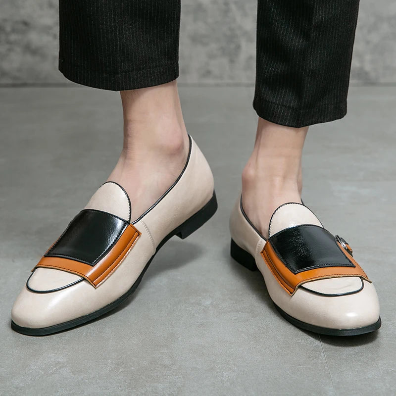 Patchwork Color-Blocking Loafers