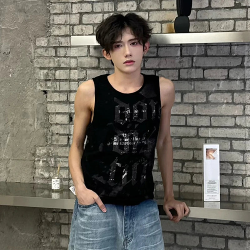 Streetwear Round Neck Loose Tank Top