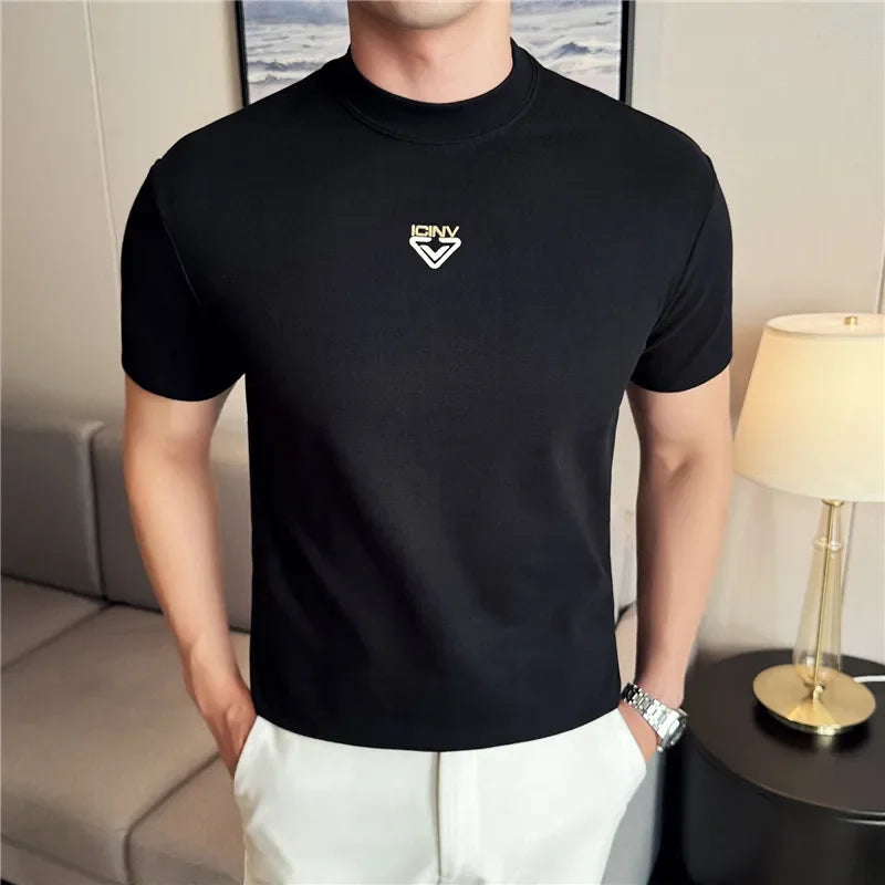 Mini Embroidery Round Neck Men's T-Shirt