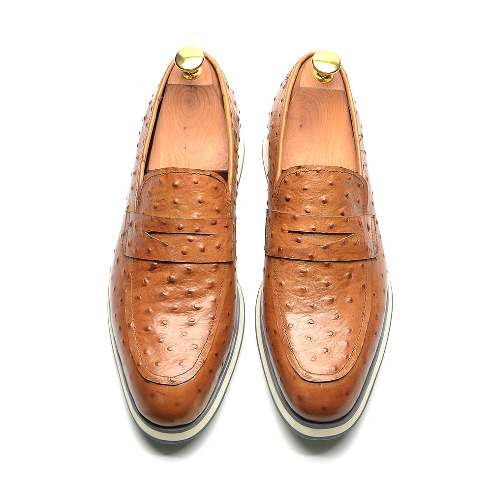 Ostrich Pattern Leather Dress Shoes