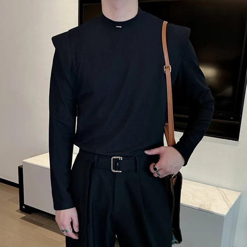 Pointy Shoulder Ice Silk Solid T-Shirt