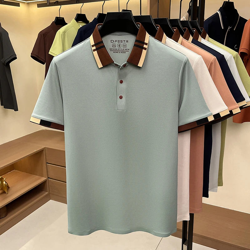 Contrast Collar Trim Polo Shirt