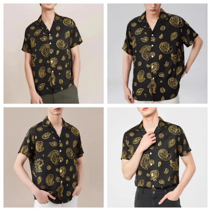 Black Geometric Paisley Pattern Shirt