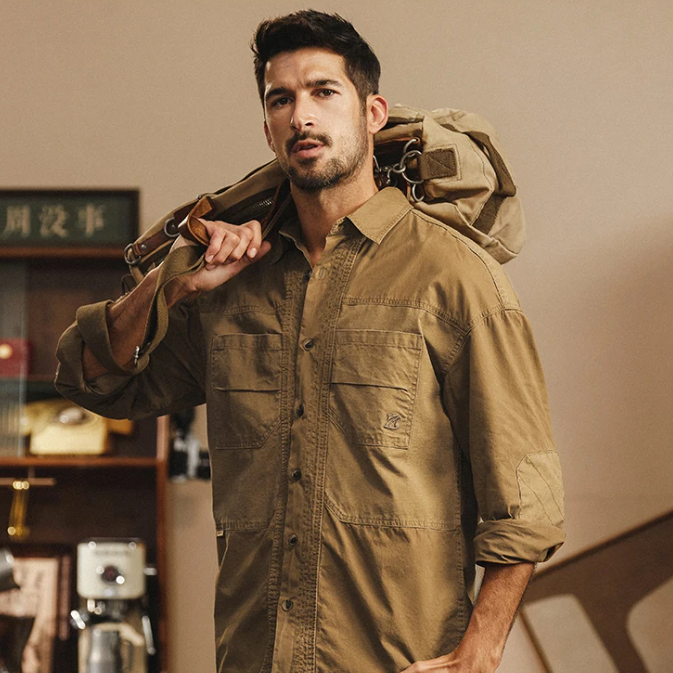 Patchwork Utility Casual Workwear Shirt