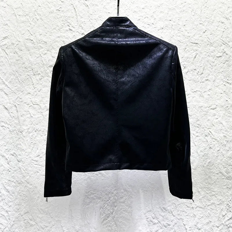 Punk Rivet Tassel Leather Jacket