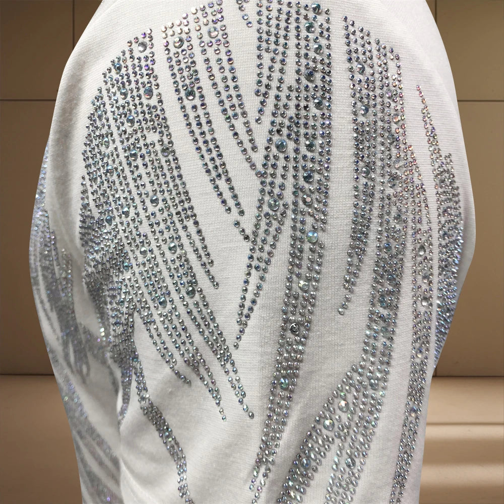 Rhinestone Decor Around Neck T-Shirt