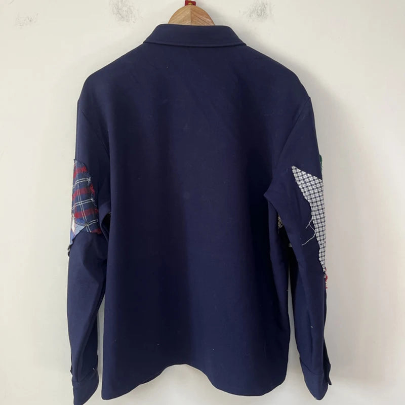 Plaid Patchwork Decoration Shirt