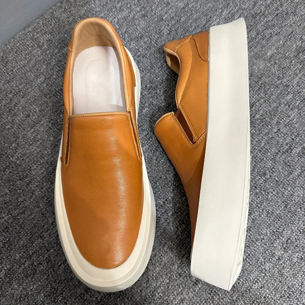 Casual Solid Leather Platform Shoes