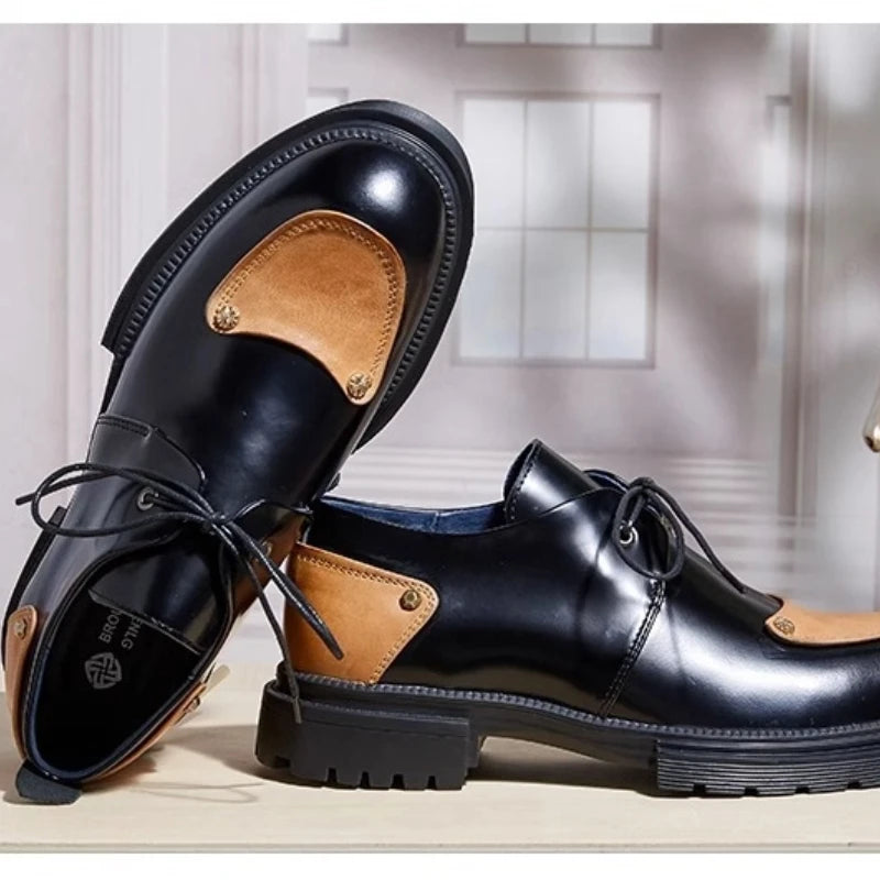 Round Toe Lace-Up Chunky Sole Shoes
