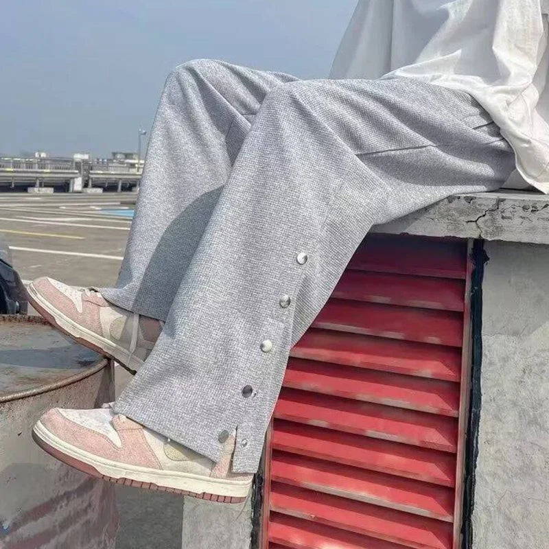 Straight-Leg Split Button Pants