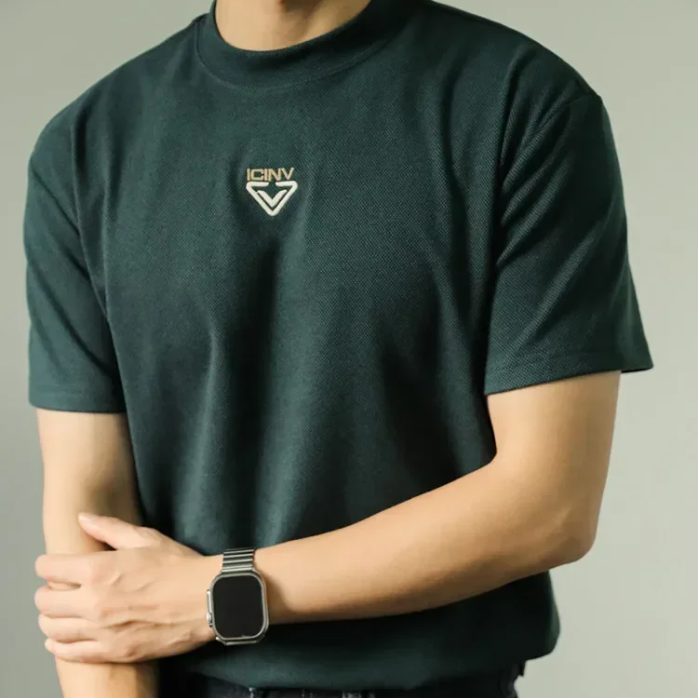 Mini Embroidery Round Neck Men's T-Shirt