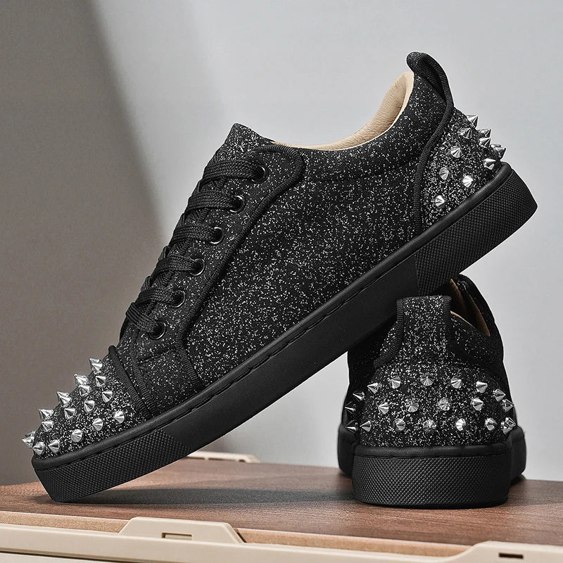 Printed Pattern Rivet Decor Men's Sneakers