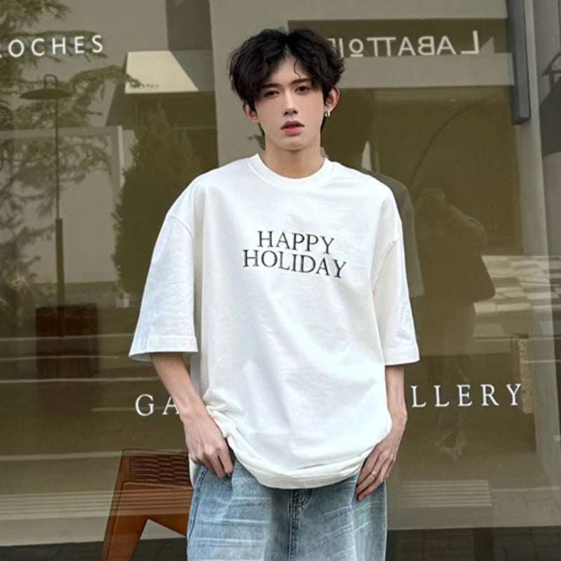 Letter Printed Loose O-neck T-Shirt