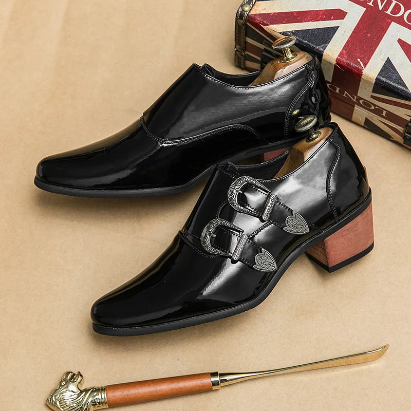 Luxury Classic High Heels Black Leather Shoes