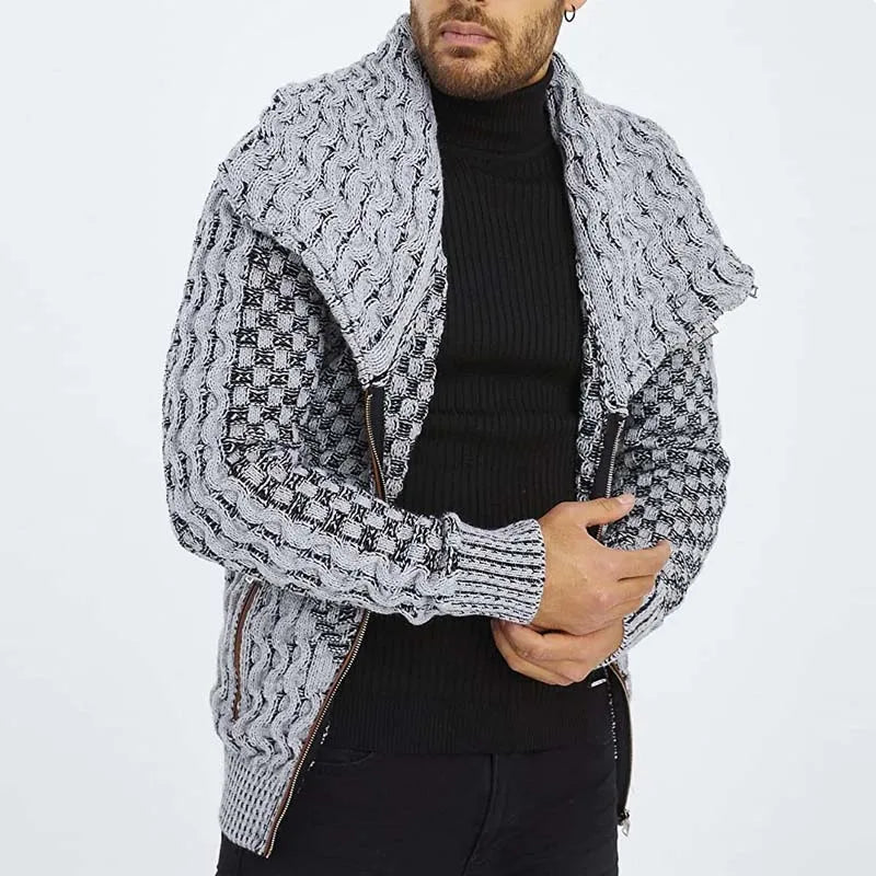Casual Turtleneck Zipper Knitted Cardigan