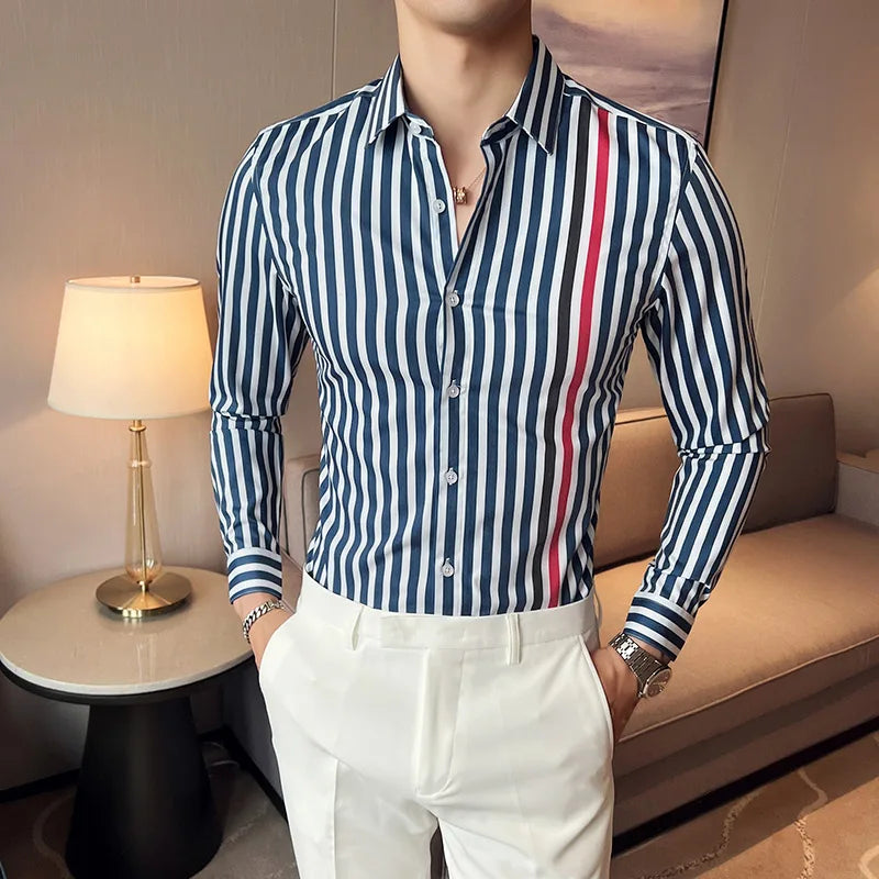 Long Sleeved Vertical Stripes Shirt
