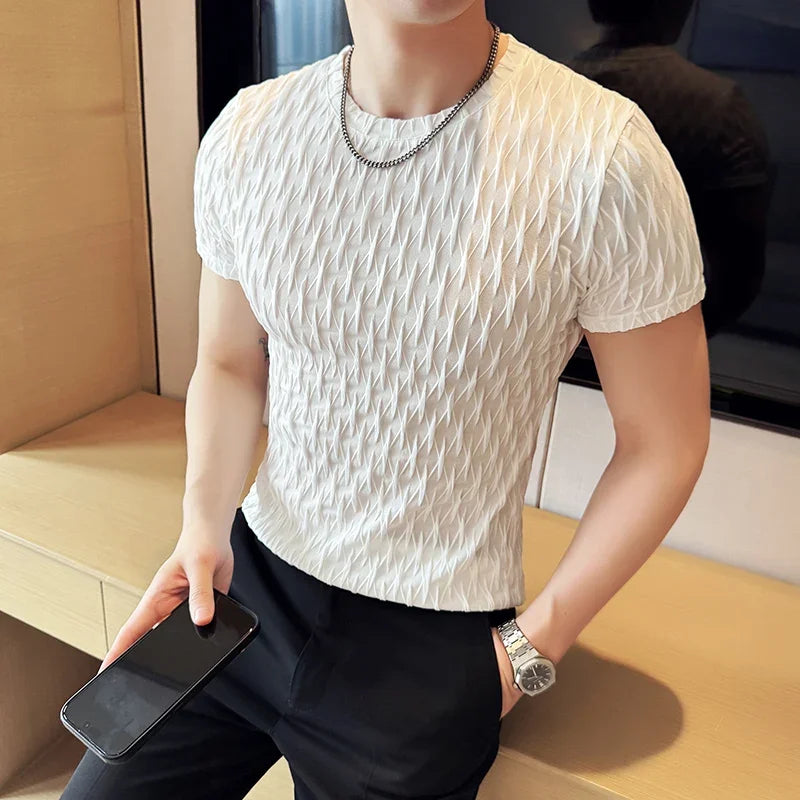 O-Neck Slim Fit Elastic Casual T-Shirt