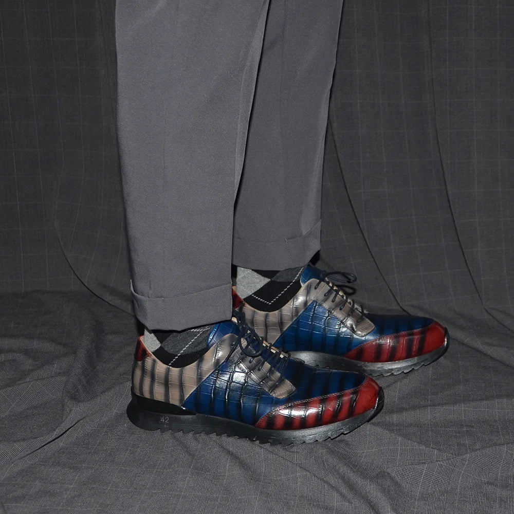 Crocodile Print Elegant Derby Shoes