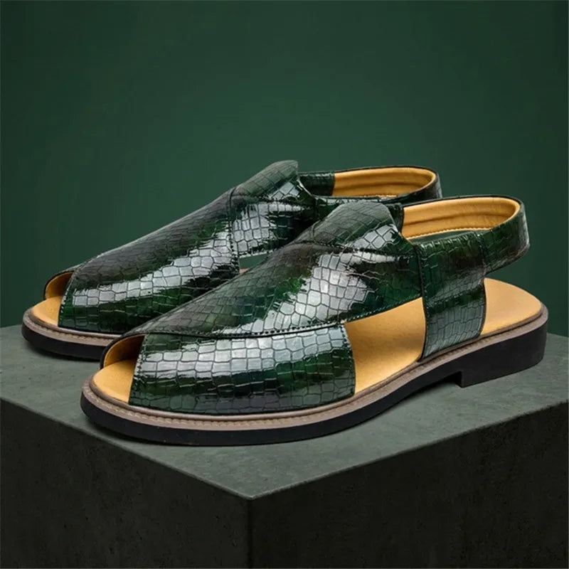 Casual Green Peep Toe Ankle Strap Sandals