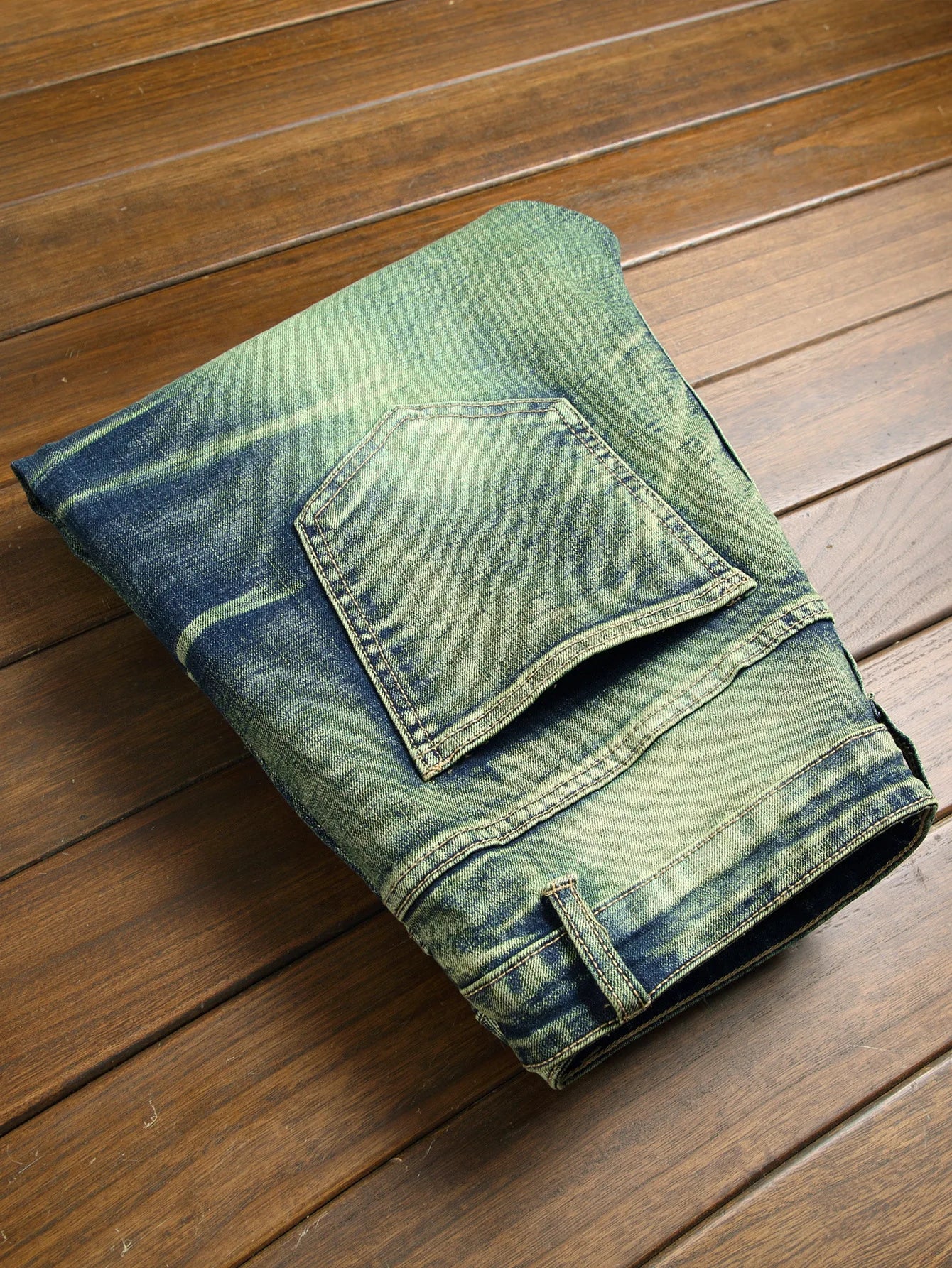 Fashion Washed Green Ripped Jeans