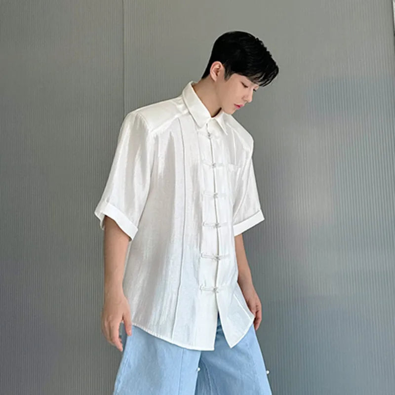 Solid Knot Button Short Sleeve Shirt