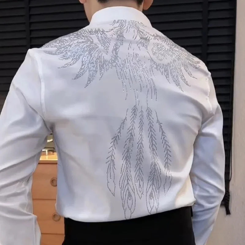 Solid Sparkle Rhinestone Decoration Shirt