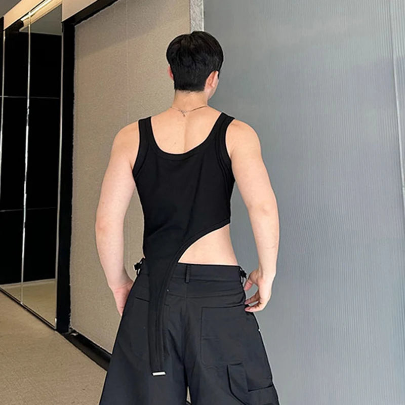 Asymmetric Cut Design Solid Tank Top