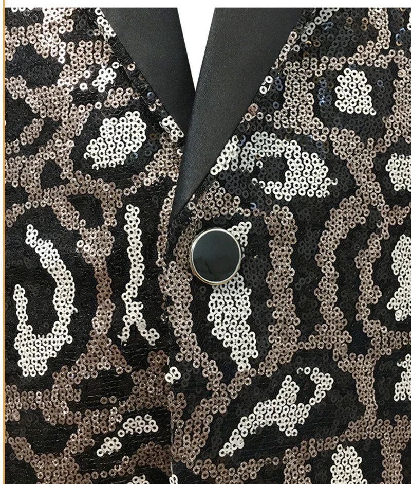 Leopard Sequins Luxury Men Blazer