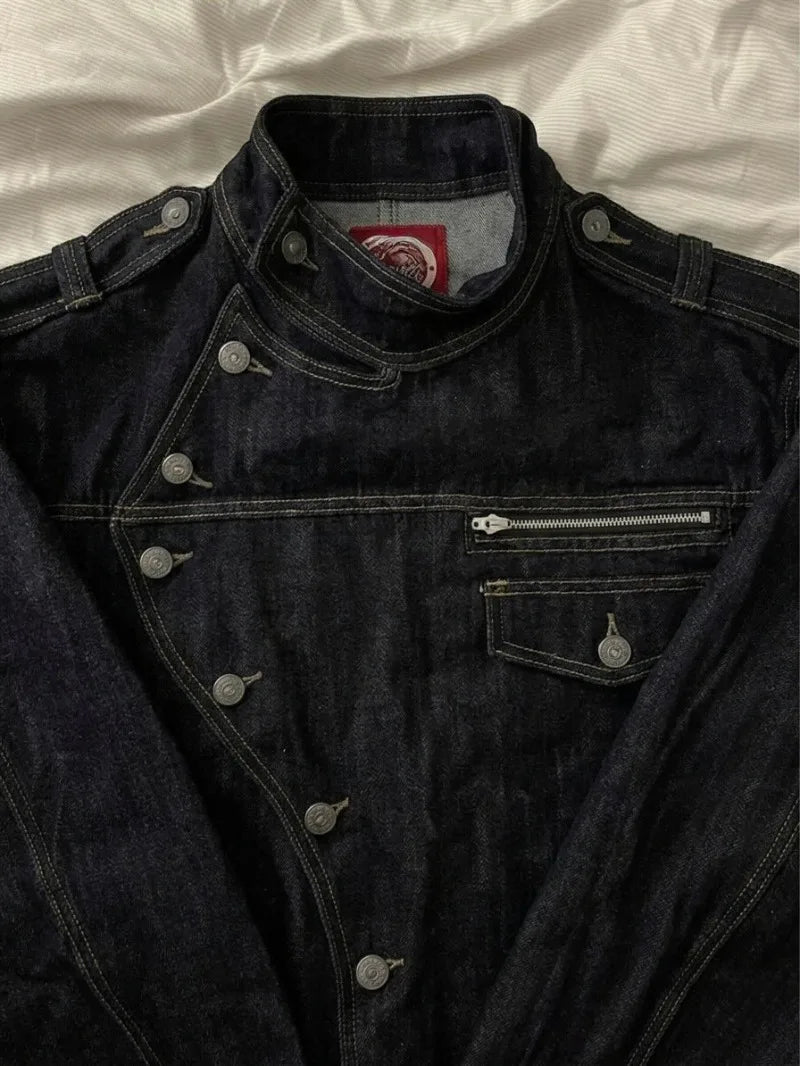 Retro Irregular Button Denim Jacket