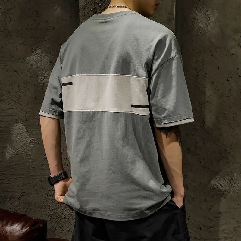 Fashion O-Neck Spliced Letter T-Shirt
