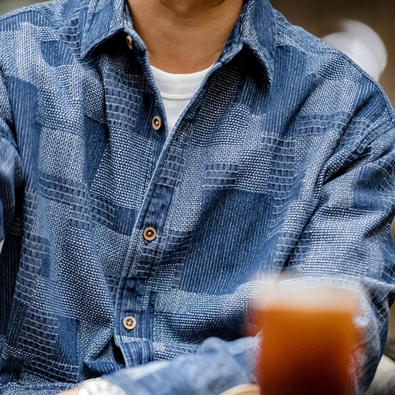 Retro Denim Jacquard Shirt
