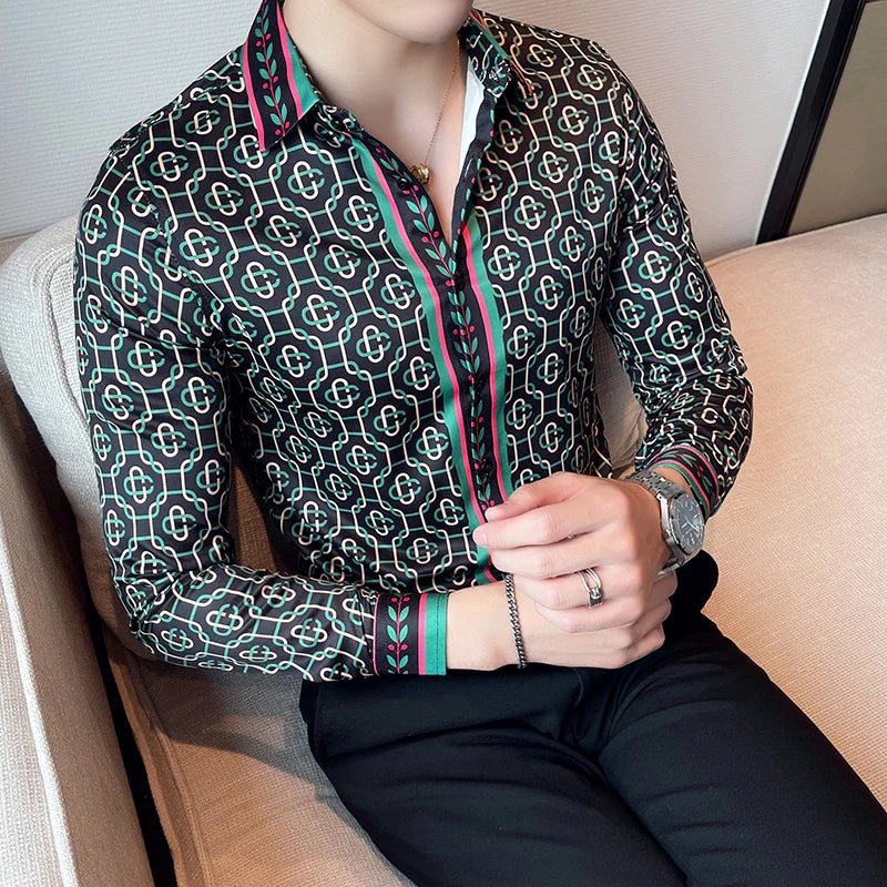 Fashion Striped Printed Fit Shirt