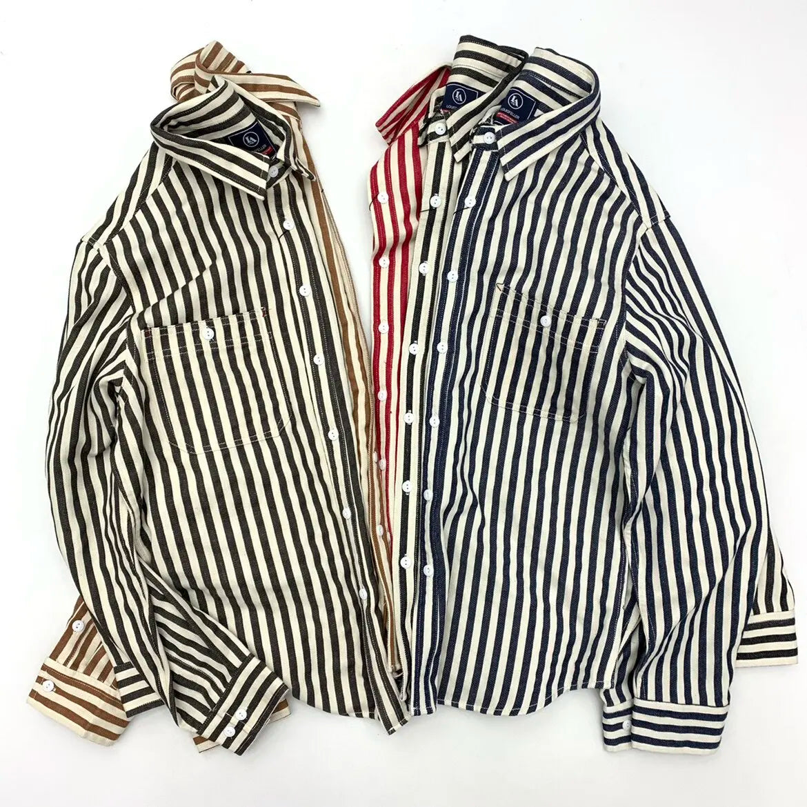 Retro Stripe Long-Sleeve Lapel Shirt